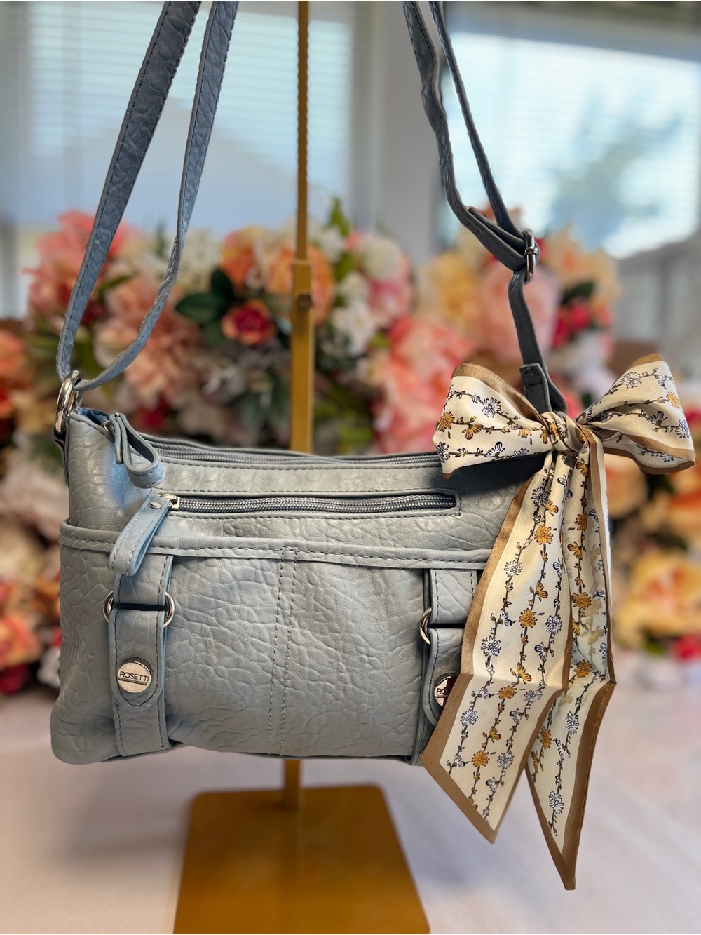 Rosetti Light Blue Crossbody Bag Adjustable Shoulder Purse